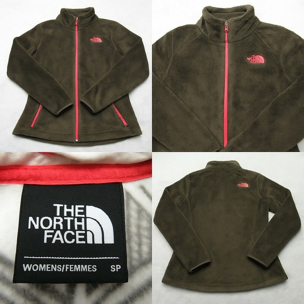 North Face Jacket Women Small Green Osito 2 Fuzzy Fleece Full Zip Hiking Outdoor
